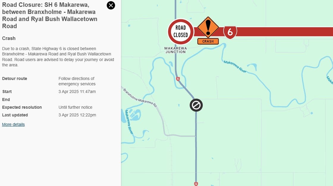 UPDATE: Road Now Open After Crash Closes Section Of State Highway 6