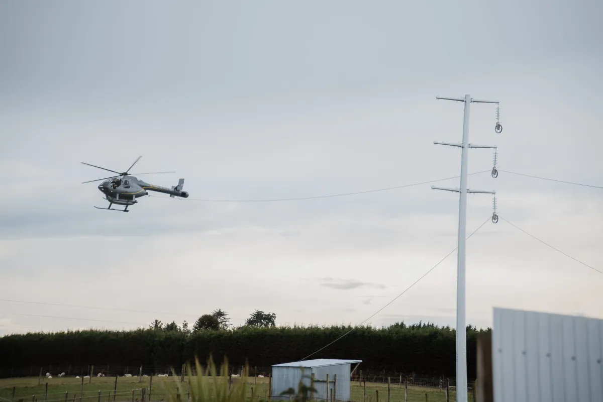 Helicopter Used To Speed Up Power Line Build