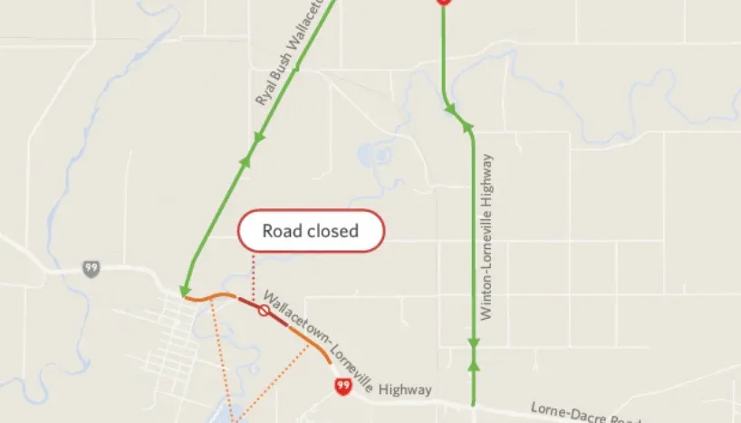 Full/Partial Closures On SH99/Wallacetown-Lorneville Road