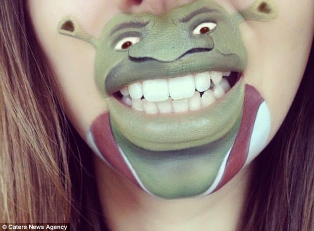 Make-up artist creates cartoon characters on her CHIN