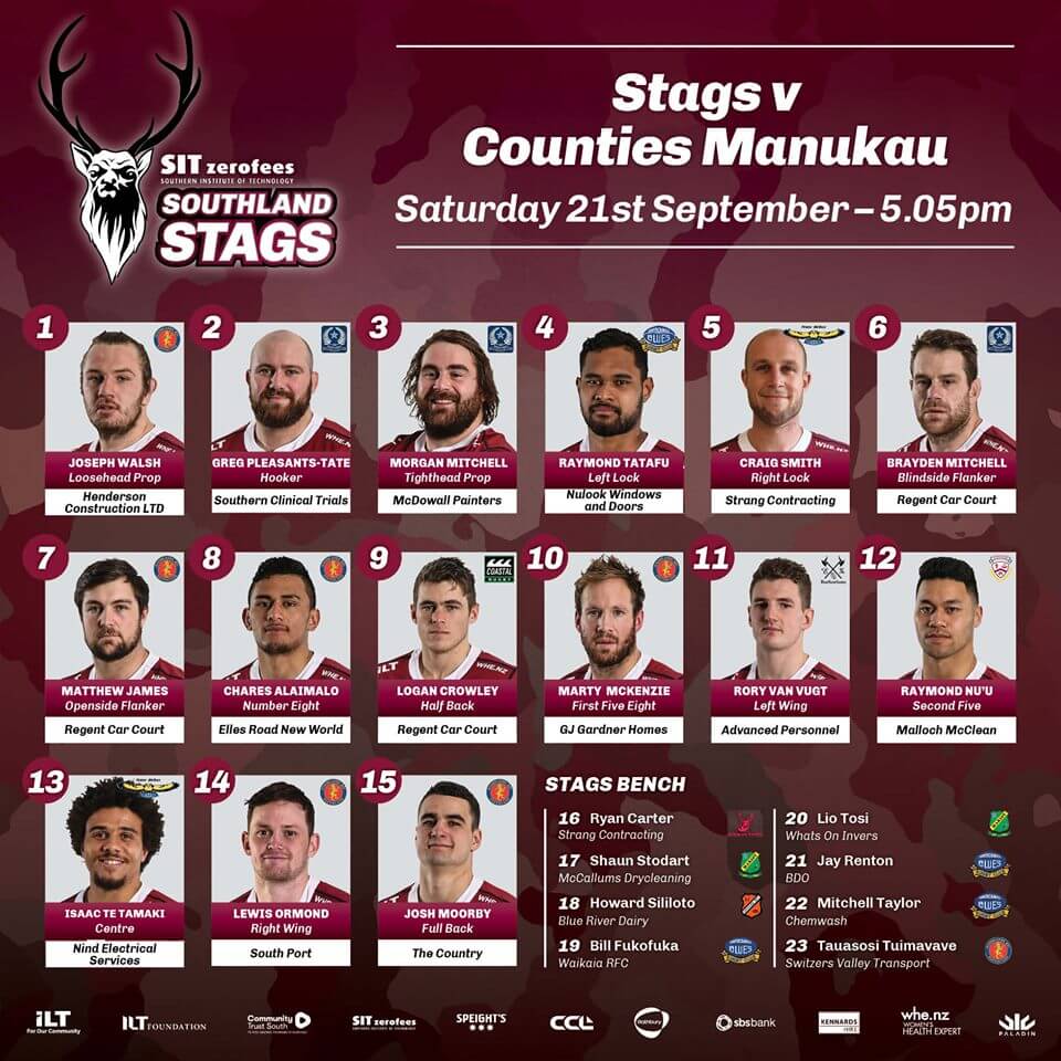 SIT Zero Fees Southland Stags V Counties Manukau Team Naming