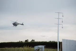 Helicopter Used To Speed Up Power Line Build