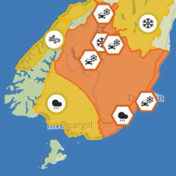 Snow Warning for Otago and Southland