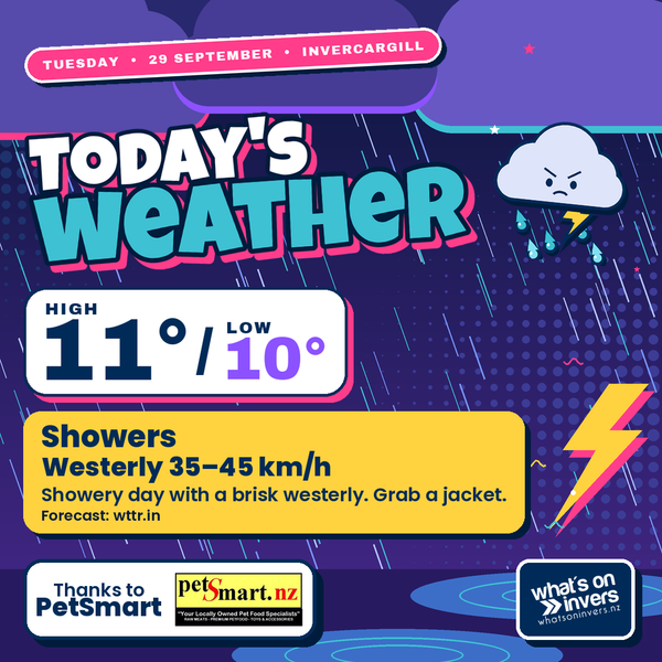 Invercargill Weather: Showery Tuesday, A Milder Stretch Rest Of Week