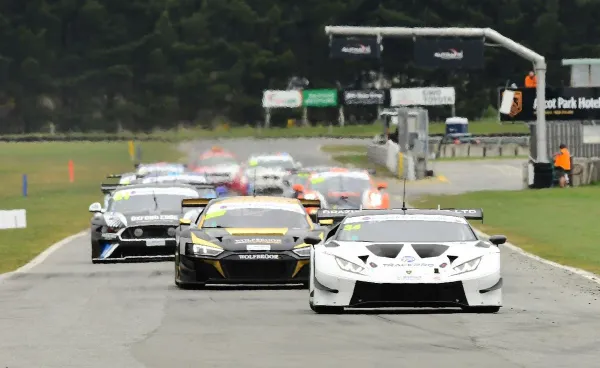 Invercargill driver Glen Brazier and his co-driver Andrew Waite in their Lamborghini Huracan on their way to second place in last year’s 3 Hour South Island Endurance Race at Teretonga Park 